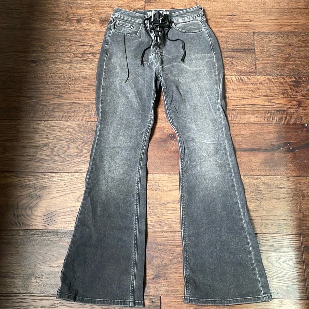 IDYLLWIND TWELVE SOUTH WASH DOWN HIGH RISIN LACE-UP BOOTCUT JEANS